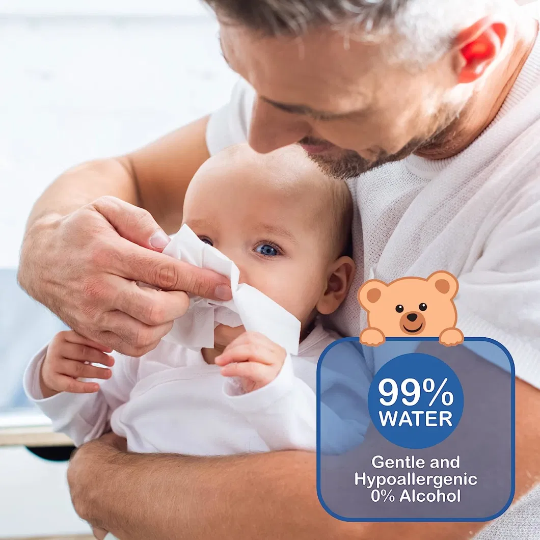 100% Biodegradable &amp; Compostable Eco-Friendly Water Baby Wipes, Unscented, Hypoallergenic, Vegan, Alcohol-Free, Suitable for Sensitive Skin
