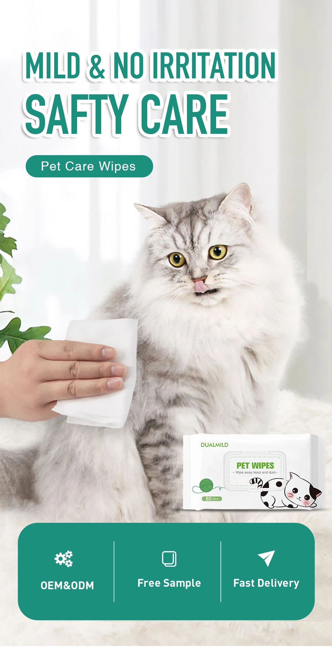 Unscented and Alcohol Free Pet Wipes for Paws and Butt