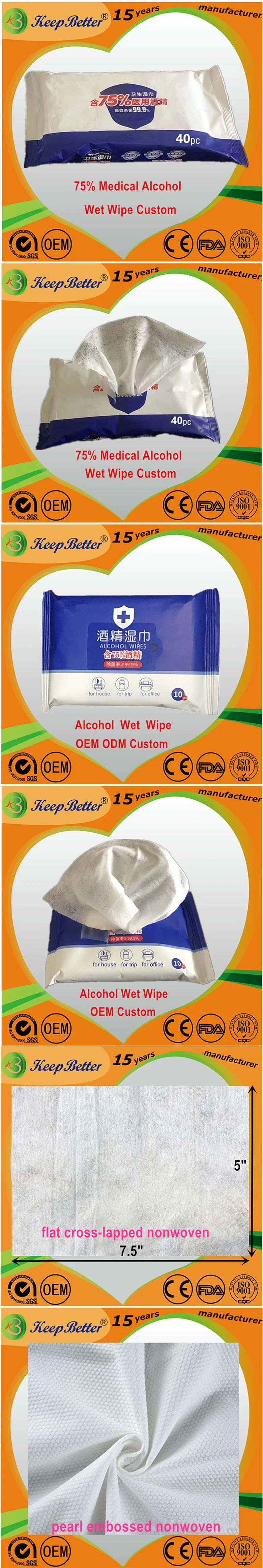 75% Alcohol Antibacterial Disinfectant Cleaning Wet Wipes